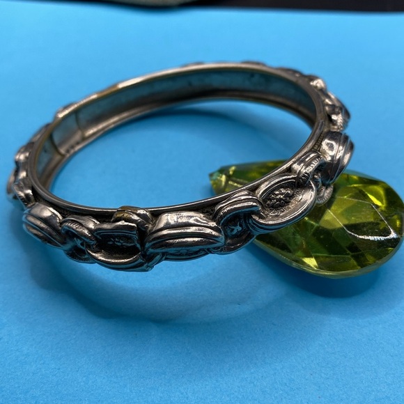 Chunky Silver Tone Heavy Textured Bangle Bracelet - Picture 1 of 8